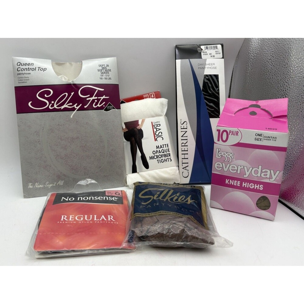 Queen Size Pantyhose Tights Knee Highs Lot 14 Pair Leggs Silky Fit New